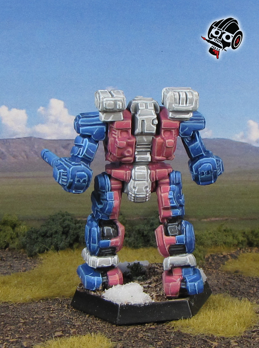 Battletech Warhammer in Transgender allyship colours from Catalyst Games Lab painted by Neldoreth - An Hour of Wolves & Shattered Shields