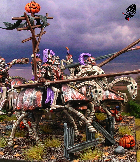 Undead mounted skeleton Revenant or Black Knight jumping from Games Workshop and Mantic Games painted by Neldoreth - An Hour of Wolves & Shattered Shields