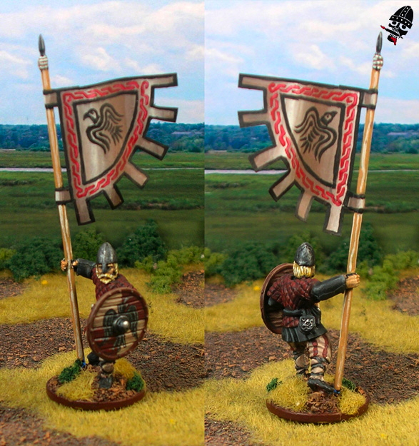 Viking banner bearer from Old Glory Miniatures painted by Neldoreth - An Hour of Wolves & Shattered Shields